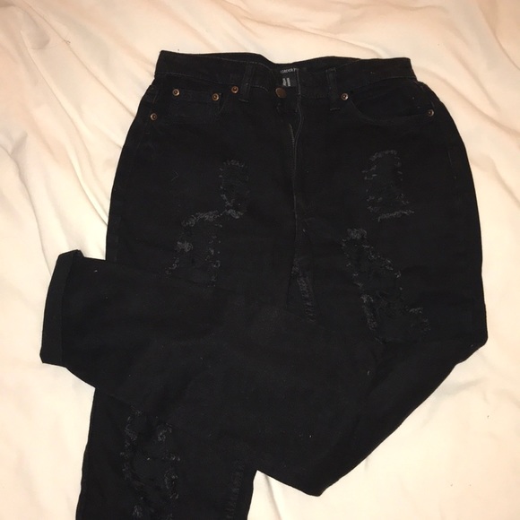 black high waisted mom jeans ripped
